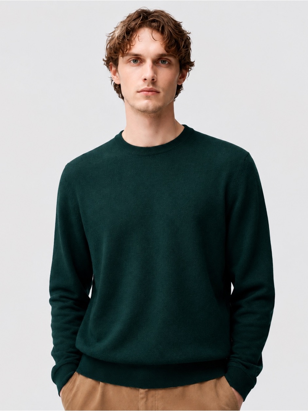Nordstrom 100% Cashmere Crewneck Sweater Forest Green Medium